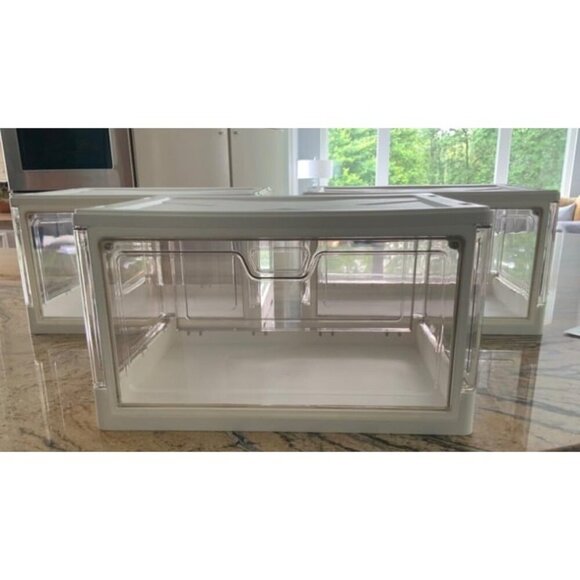 New Clear Storage Bin with Lid 3 Pack Stackable & Sturdy Plastic Bins for Storag - Picture 1 of 6